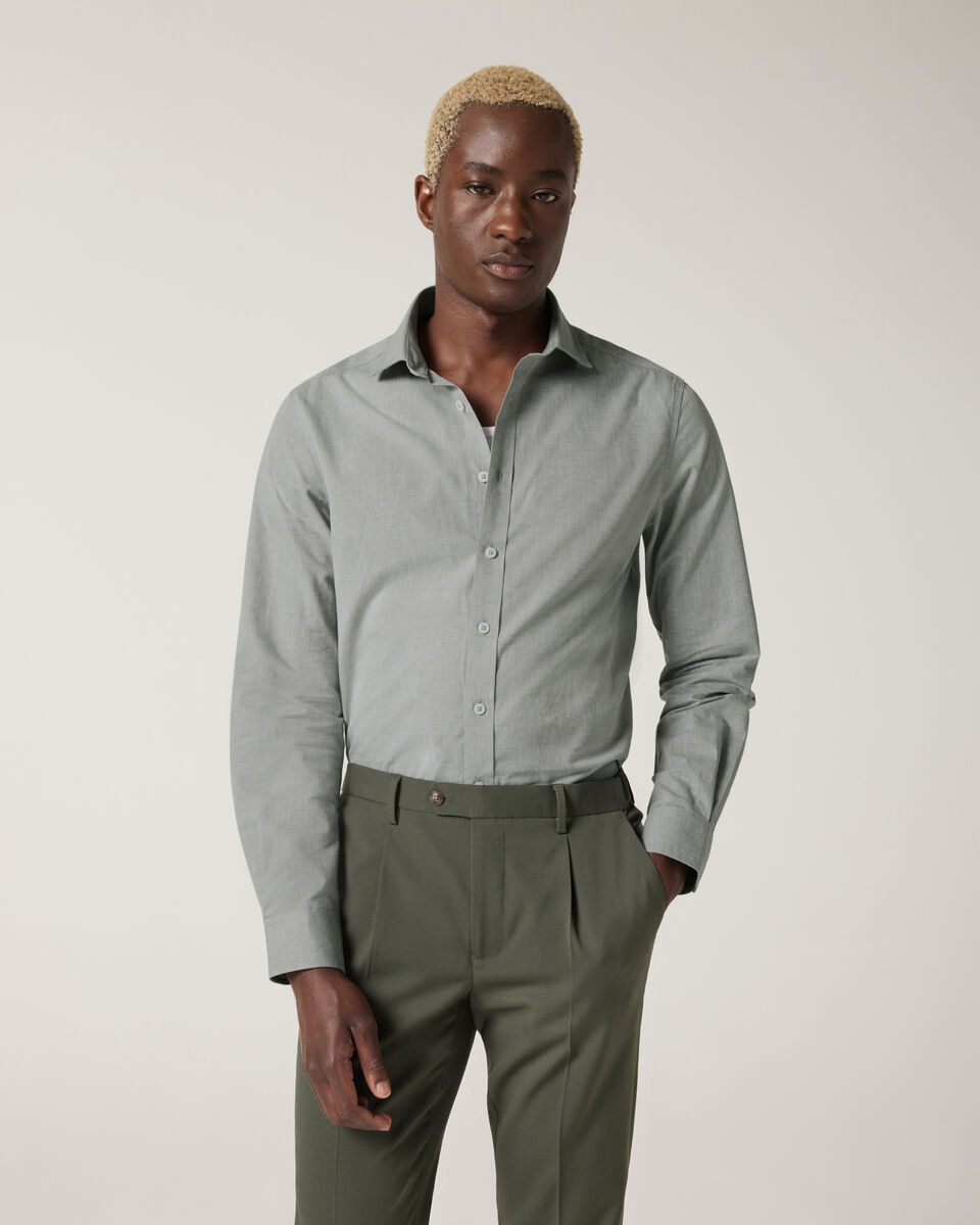 Slub Texture Long Sleeve Shirt, Sage, hi-res